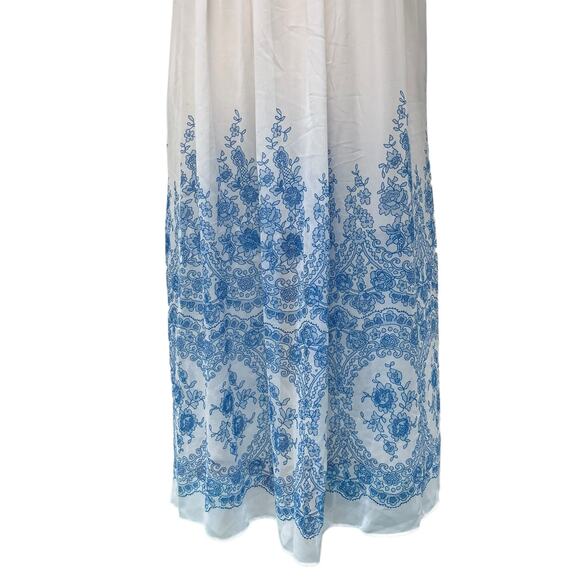 In Bloom by Jonquil Nightgown Chemise Sz M Sheer Blue Floral Boudoir Coquette - Picture 3 of 12